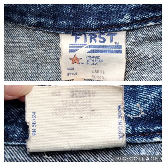 Vintage FIRST Brand Acid Wash Denim Jean Jacket Sz Large 80s 1980s 90s Rad - Picture 11 of 11